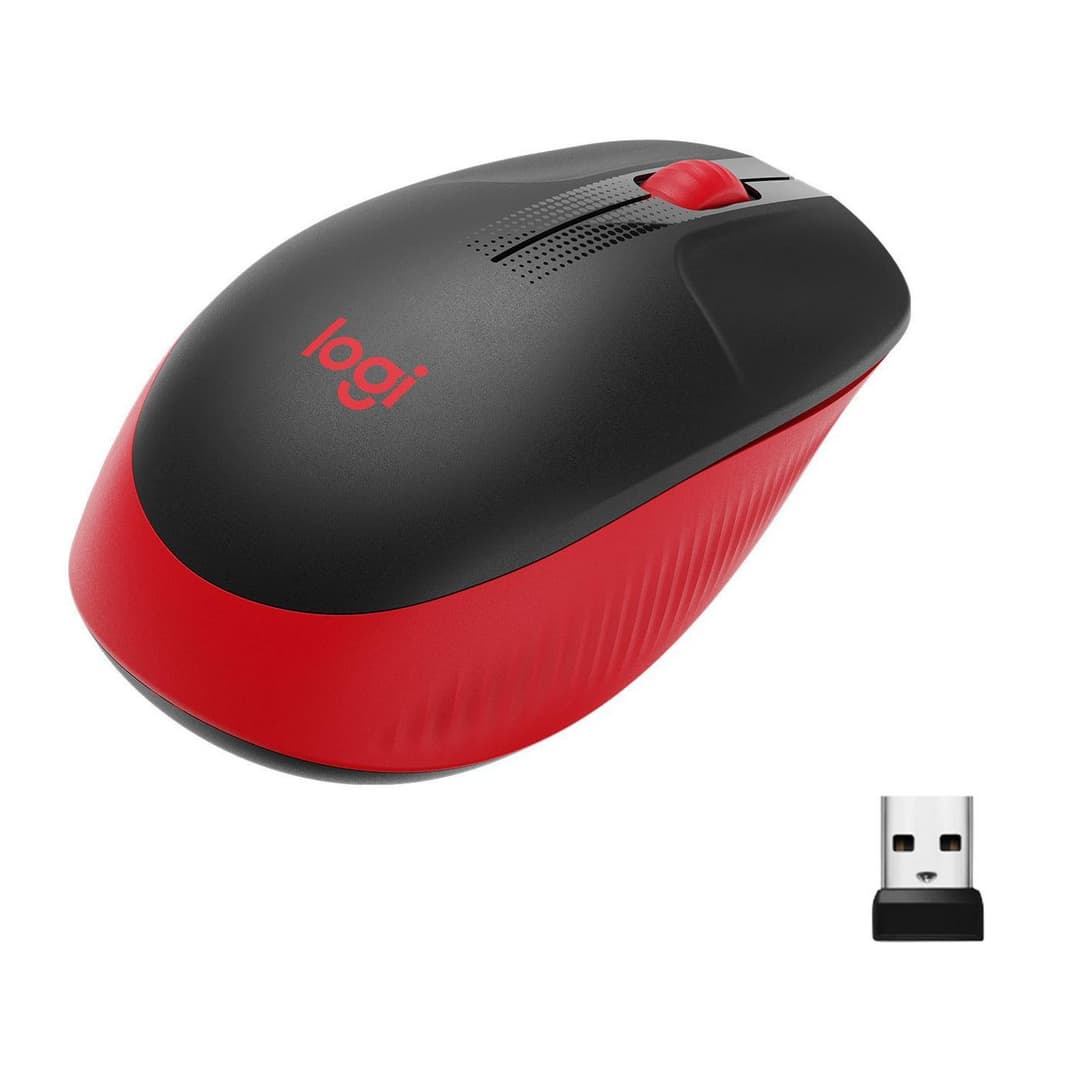 Logitech M190 Full-Size Wireless Mouse - Red - Image 1