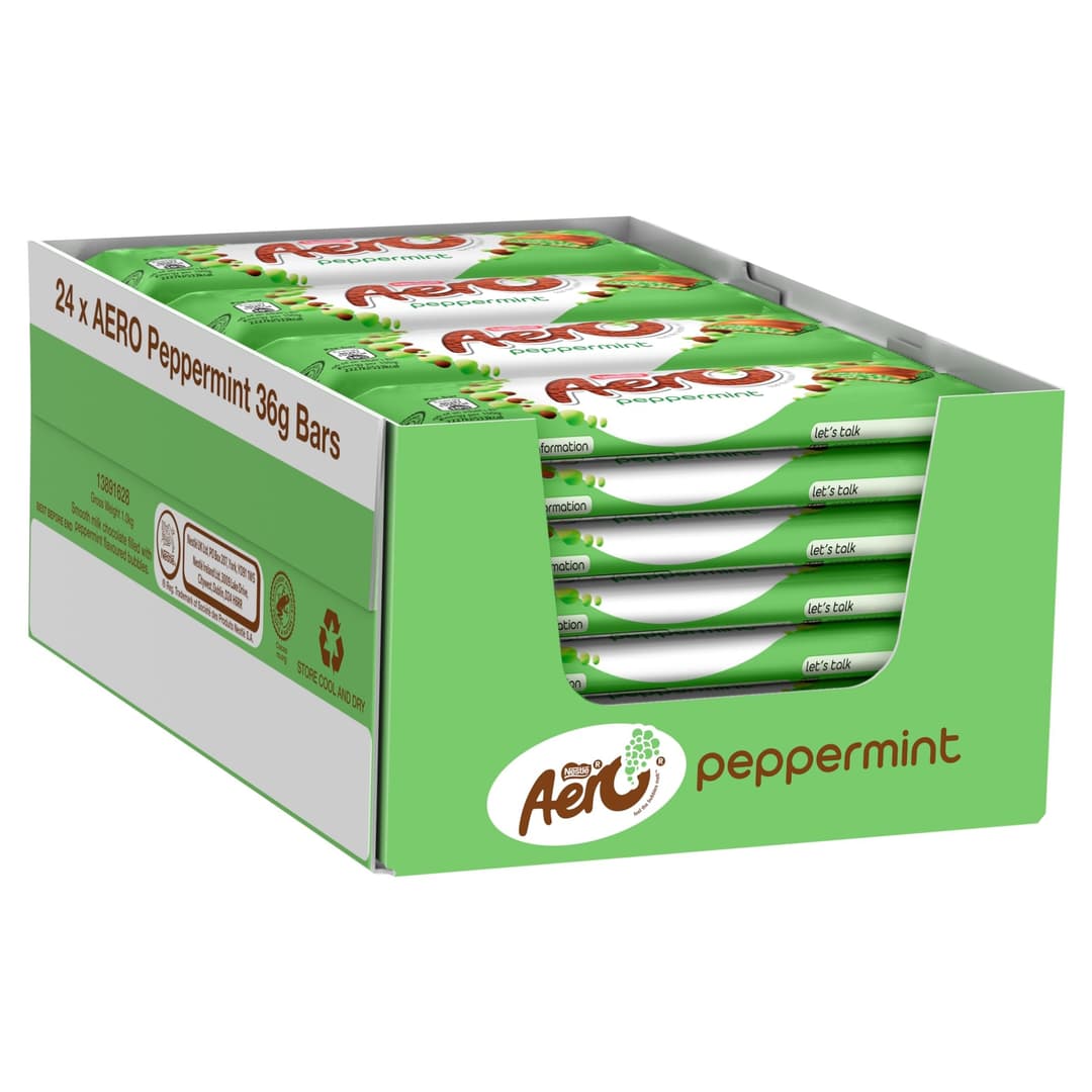 Aero Bubbly Peppermint Chocolate Bar - Light & Aerated Centre, 36g | Multipack of 24 - Image 4