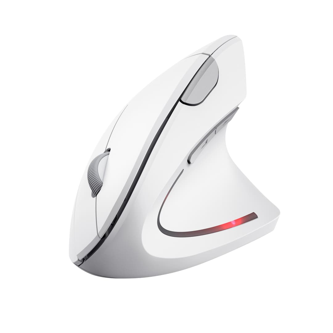 Trust Verto Vertical Ergonomic Wireless Mouse, White - Office, Right-Handed, RF 2.4GHz, Optical, 1600 DPI - Image 1