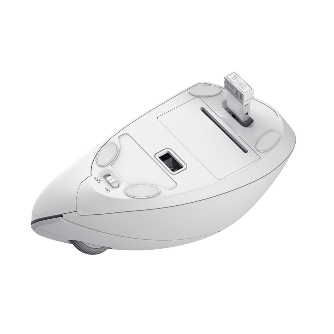 Trust Verto Vertical Ergonomic Wireless Mouse, White - Office, Right-Handed, RF 2.4GHz, Optical, 1600 DPI - Image 3