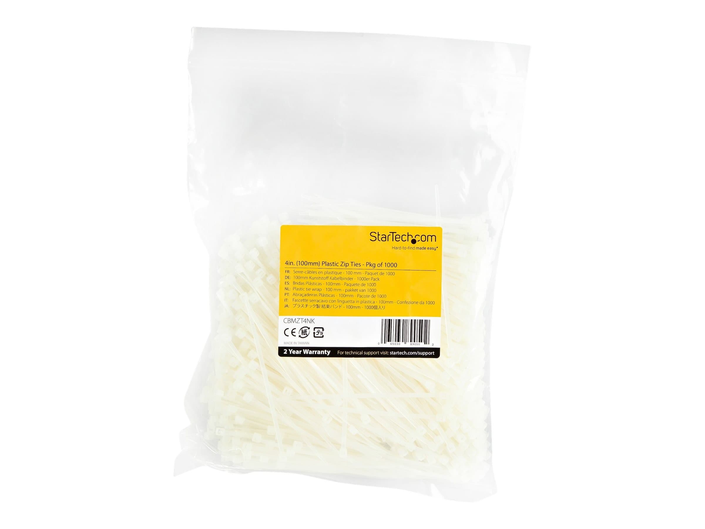 StarTech CBMZT4NK Cable Ties 10cm 1000 Pack White