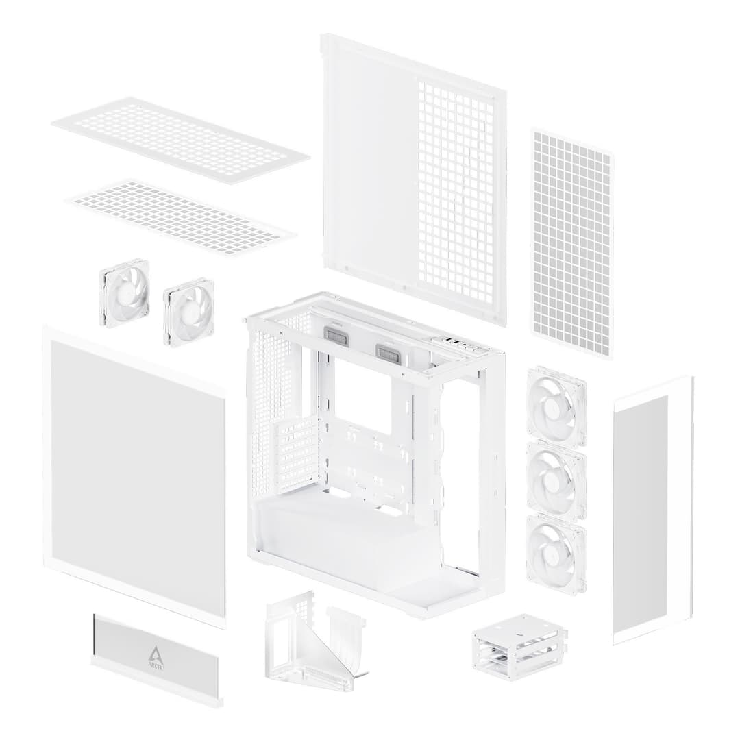Arctic Xtender ARGB Tempered Glass w/ Vertical GPU Mount Mid Tower PC Case - White - Image 10