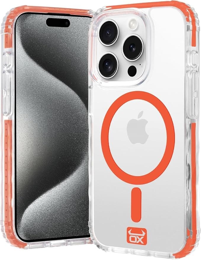 OX Grip Case for iPhone 15 Pro Max – Shockproof MagSafe Cover, Robin Red - Image 1