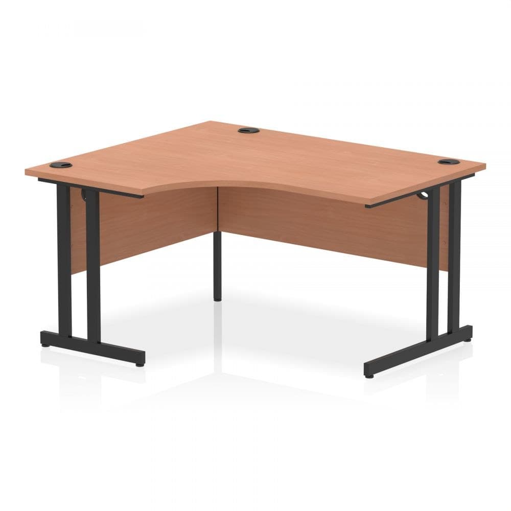 Dynamic Impulse 1400mm Left Crescent Desk Beech Top Black Cantilever Leg