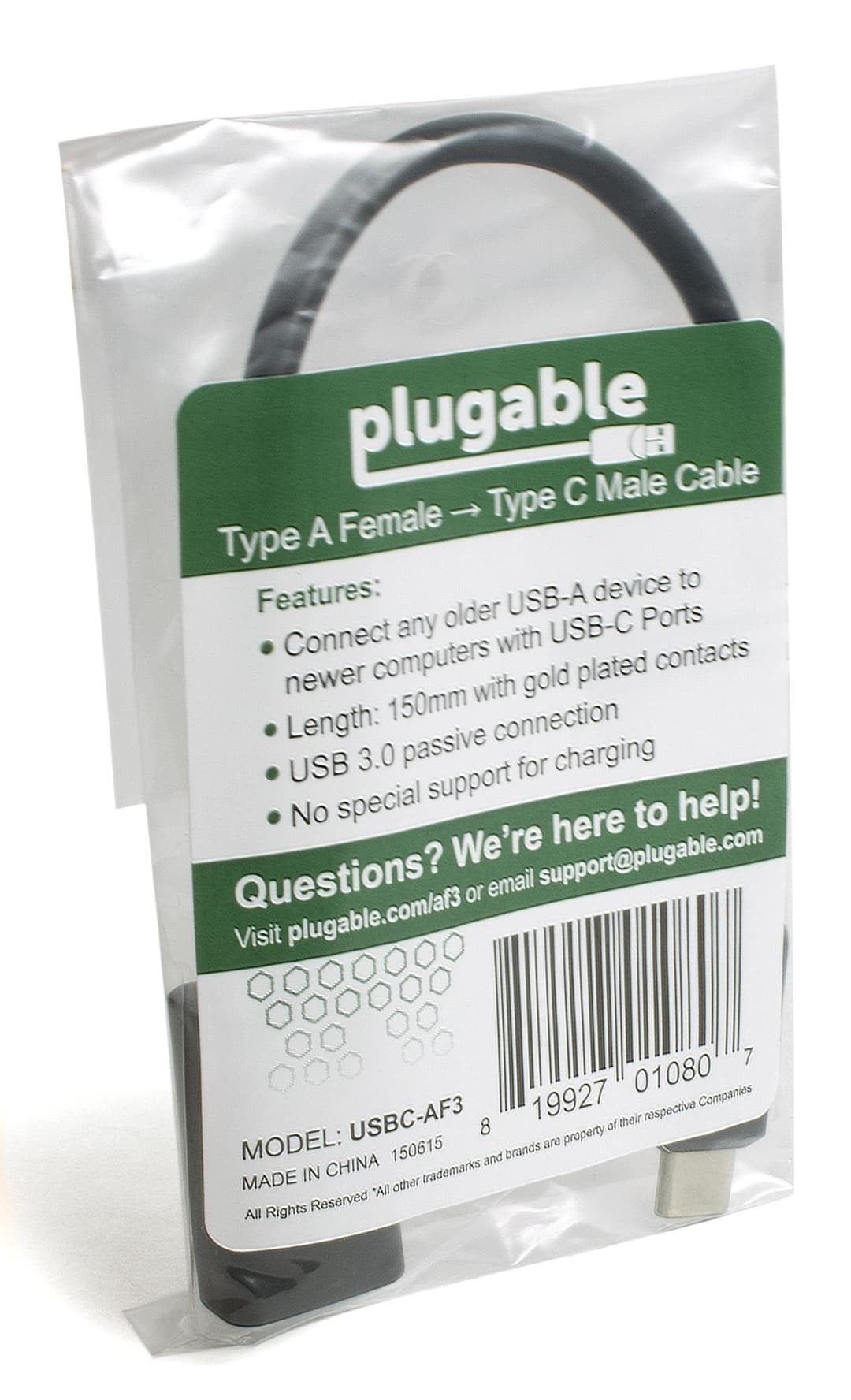 Plugable Technologies USB C to USB Adapter Cable with Driverless Technology, Enables Connection of USB Type C Laptop, Tablet, or Phone to a USB 3.0 Device (8 inch / 20 cm) - Image 4