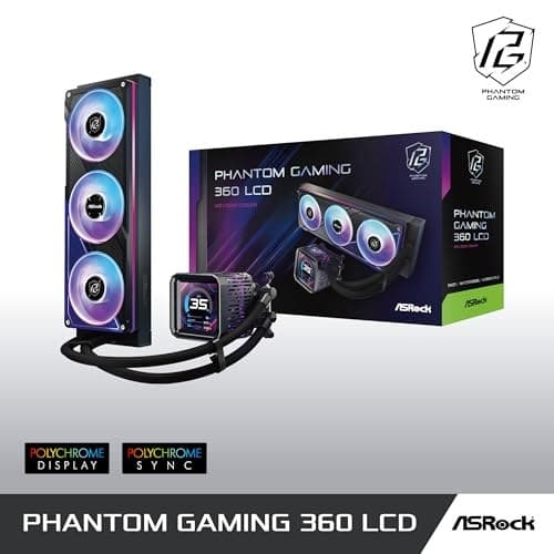 ASRock Phantom Gaming 360 LCD ARGB All-in-One Liquid CPU Cooler, 360mm Radiator - Image 5