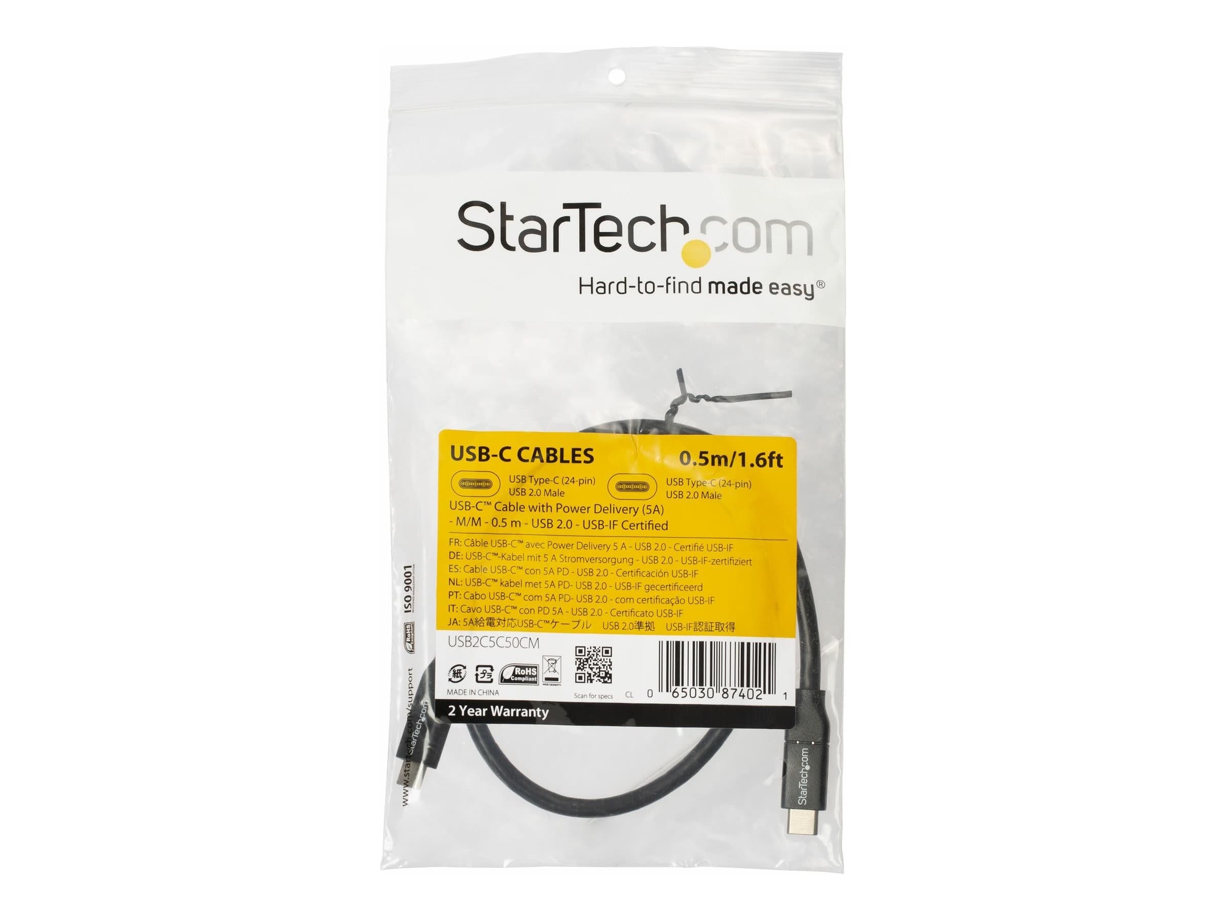 StarTech USB-C Cable 50cm Black
