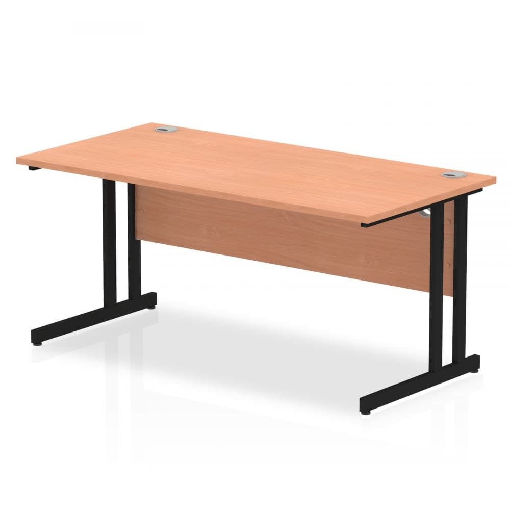 Dynamic Impulse 1600 x 800mm Straight Desk Beech Top Black Cantilever Leg - Image 1