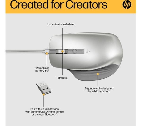 HP Creator 930 Wireless Laser Mouse - Silver - Image 3