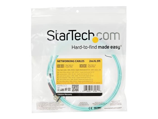 StarTech OM4 Duplex Multimode Fibre Patch Cable LC to LC Aqua 2m - Image 5