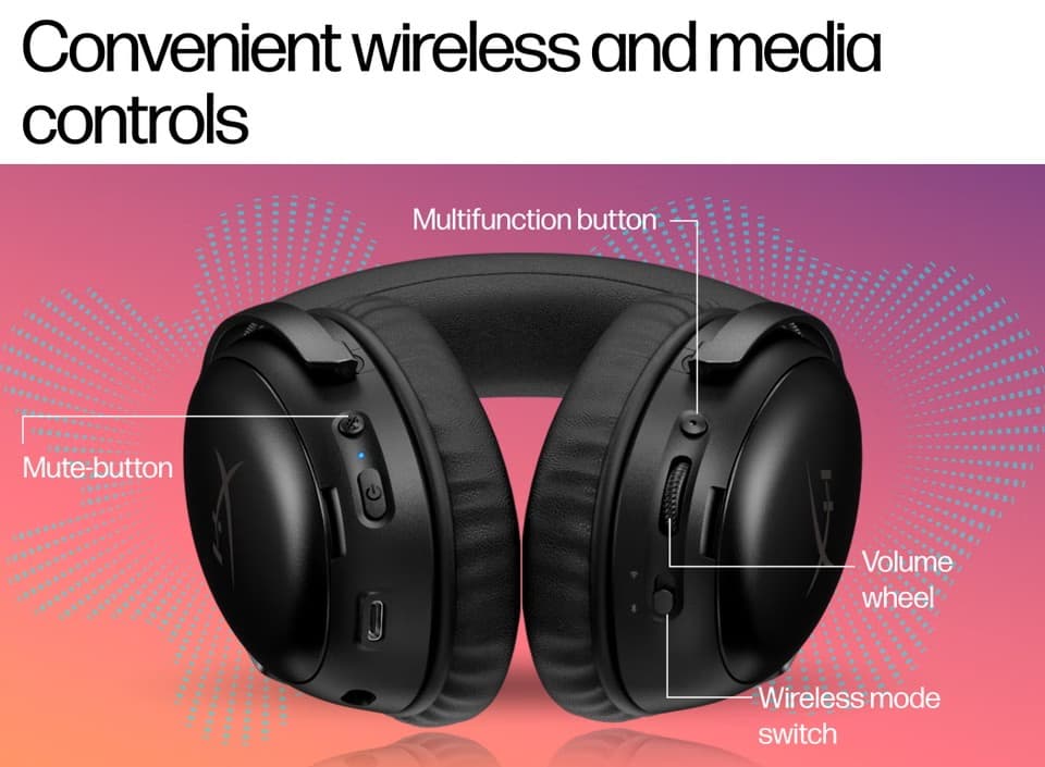 HyperX Cloud III S Wireless Gaming Headset - Black - Image 3