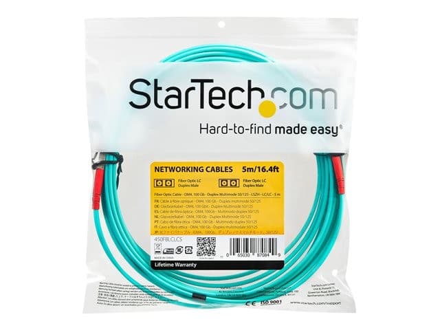 StarTech 450FBLCLC5 OM4 Fiber Patch Cable 5m Aqua - Image 4