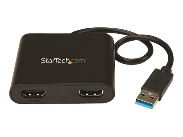 StarTech.com USB 3.0 to Dual HDMI Adapter, 1x 4K 30Hz & 1x 1080p, External Video & Graphics Card, USB Type-A to HDMI Dual Monitor Display Adapter Dongle, Supports Windows Only, Black - USB to Dual HDMI Adapter (USB32HD2) - adapter cable - HDMI / USB - TAA - Image 2