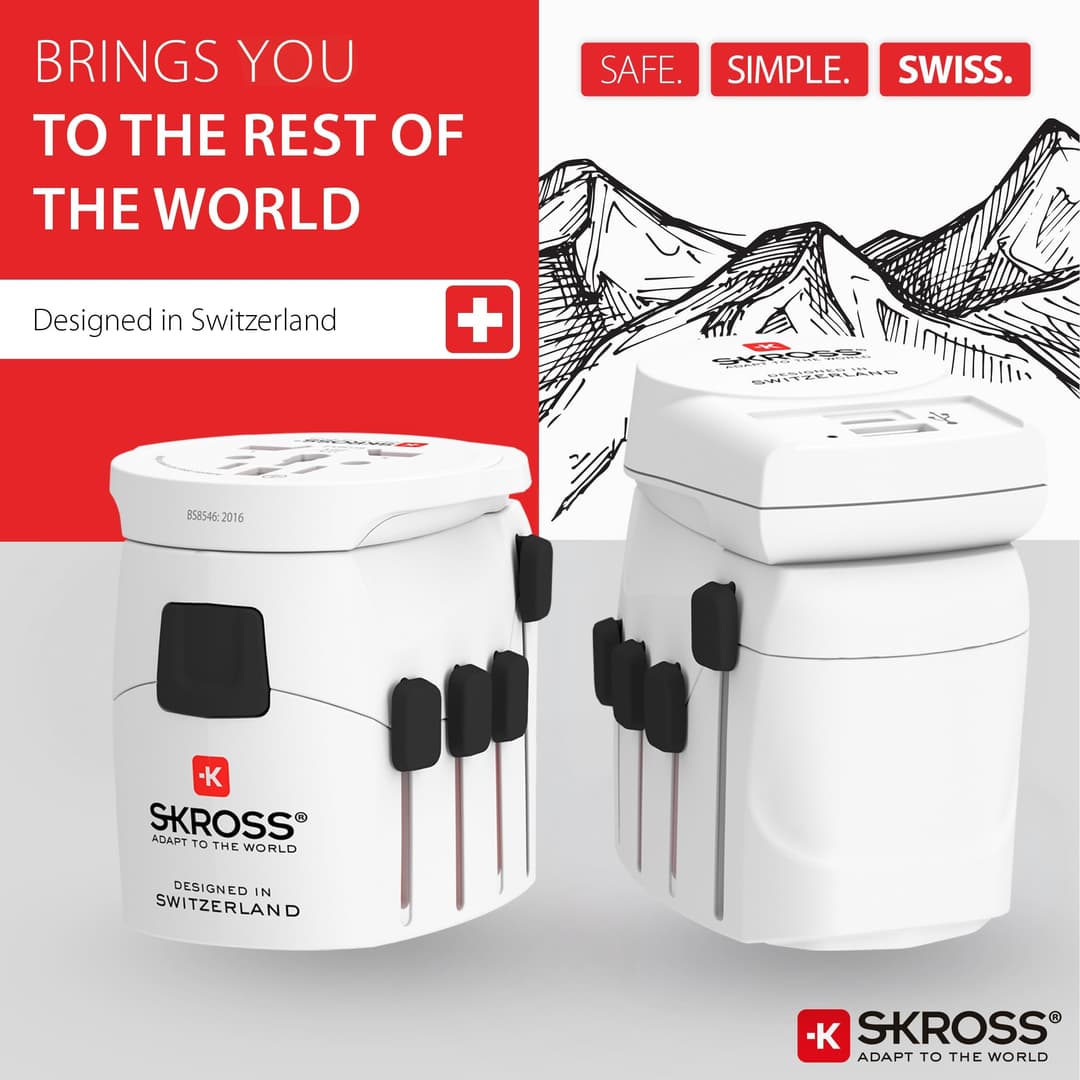 SKROSS PRO World + USB AC30PD Universal Travel Adapter - White - Image 2
