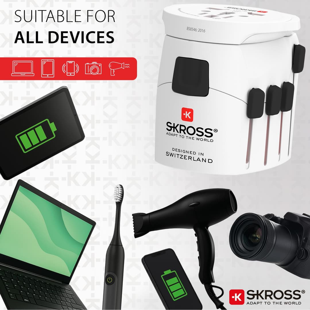 SKROSS PRO World + USB AC30PD Universal Travel Adapter - White - Image 5