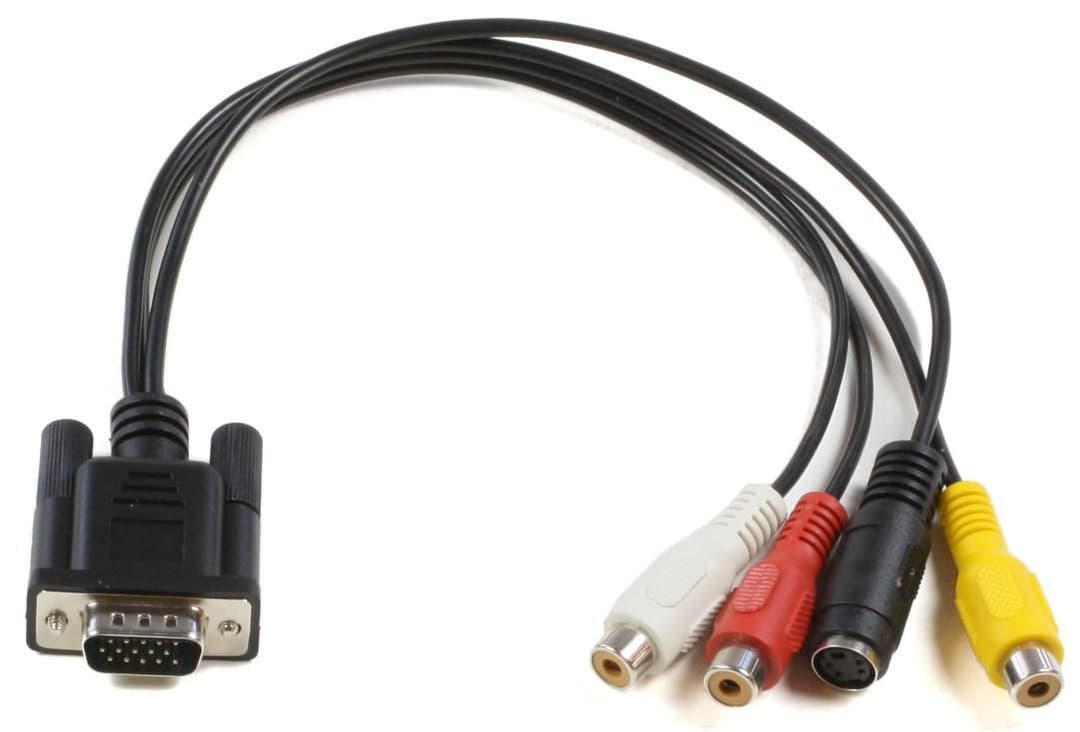 MicroConnect MONGGSV VGA to S-Video + 3x RCA Adapter Cable 0.2m - Black - Image 1