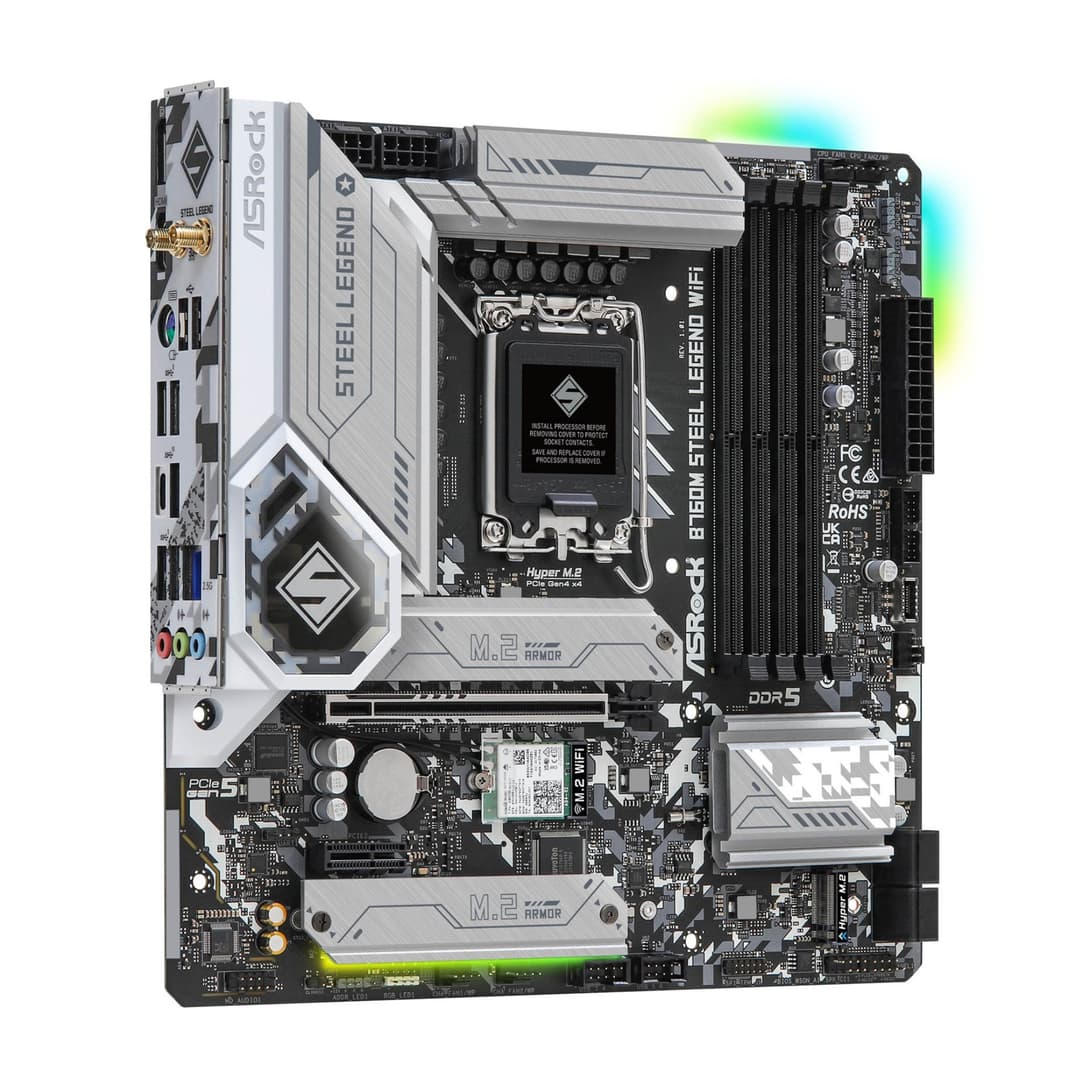 Asrock B760M STEEL LEGEND WIFI Intel B760 DDR5 Micro-ATX Socket LGA 1700 Motherboard - Image 3