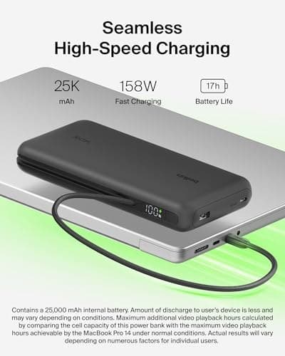 Belkin UltraCharge Pro 25000mAh Power Bank Fast Charging for Laptop - Black - Image 4