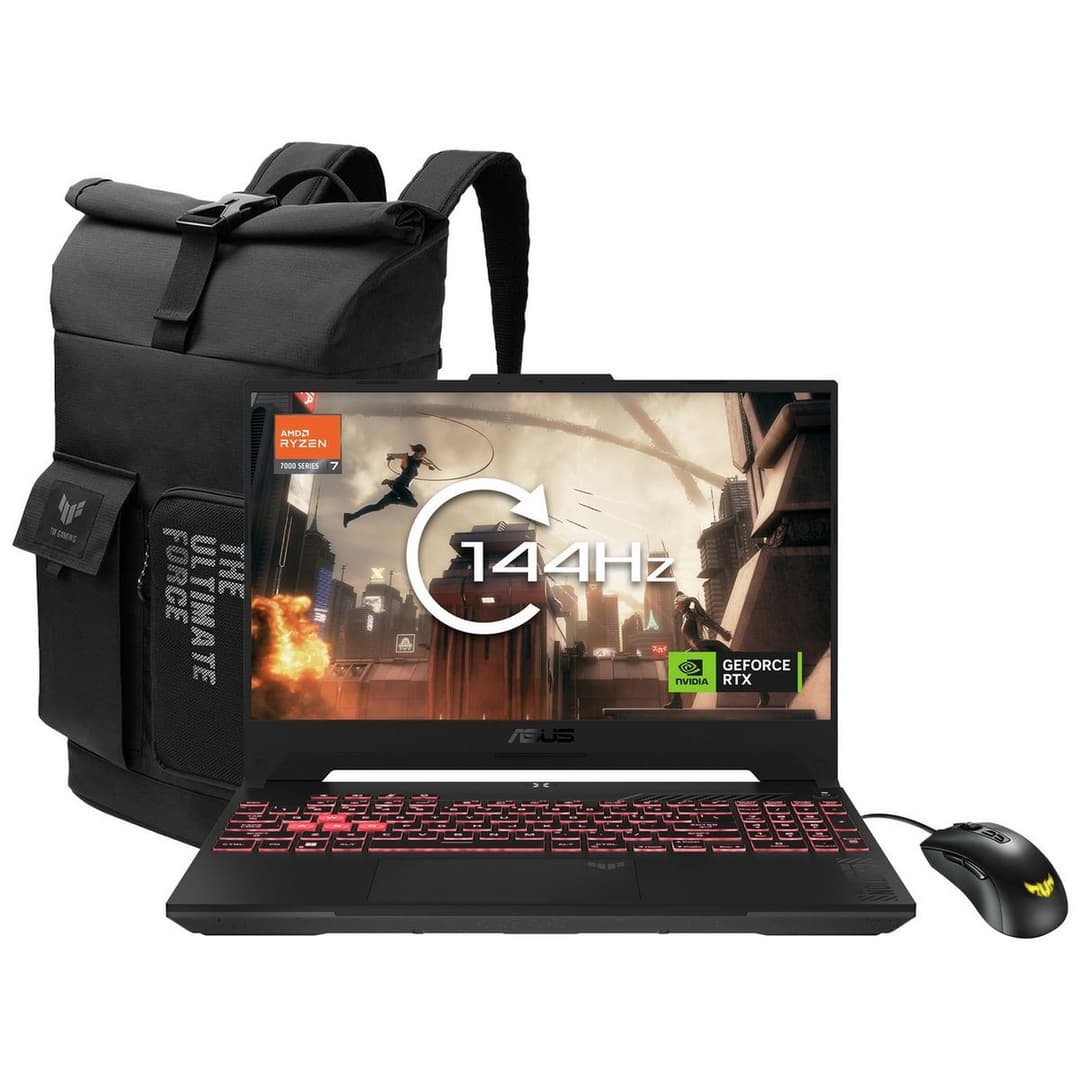 ASUS TUF 15.60in R7 16GB 512GB RTX4060 Gaming Laptop Bundle - Image 1