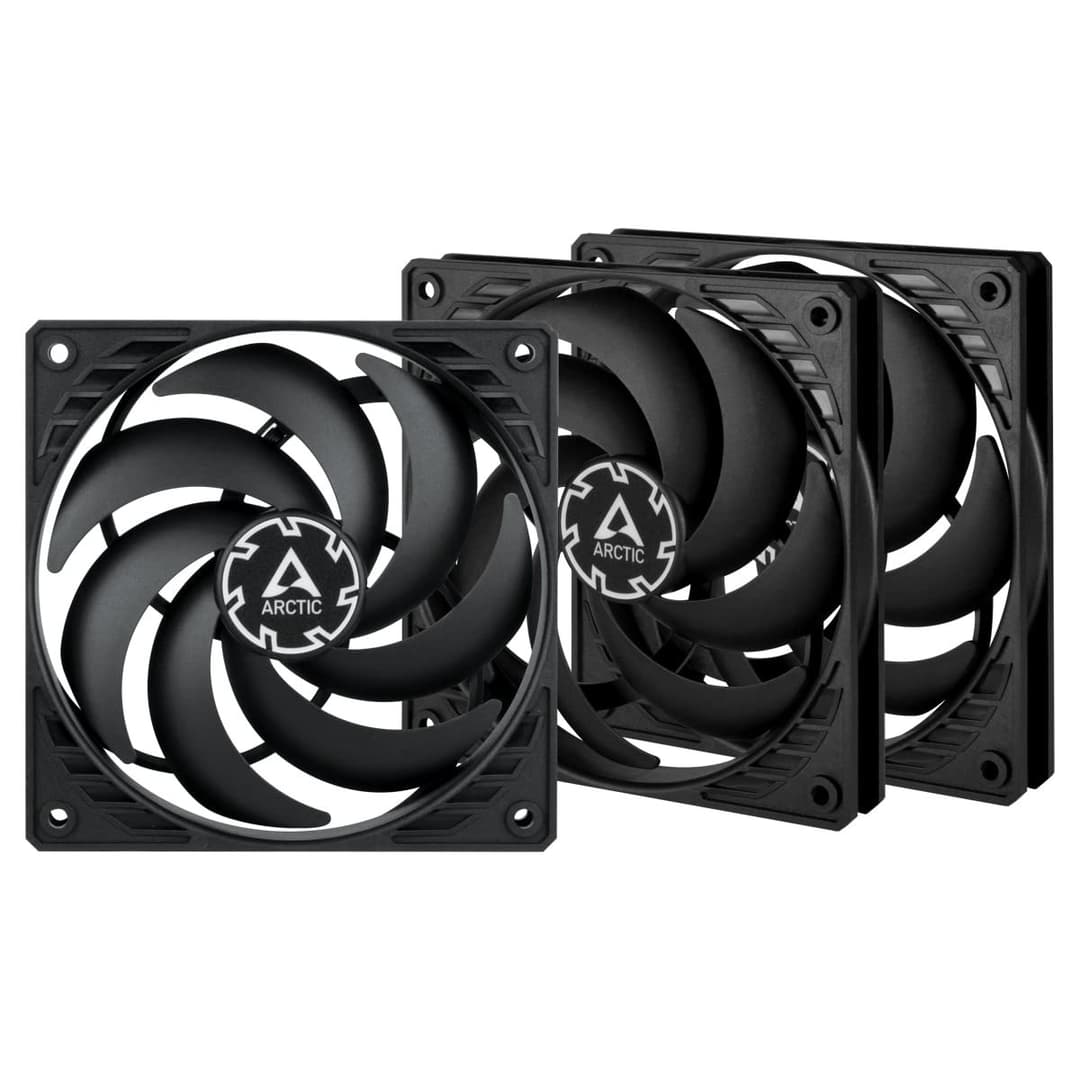 ARCTIC P12 Slim PWM PST PC Case Fan (3 Pack) - Black - Image 1