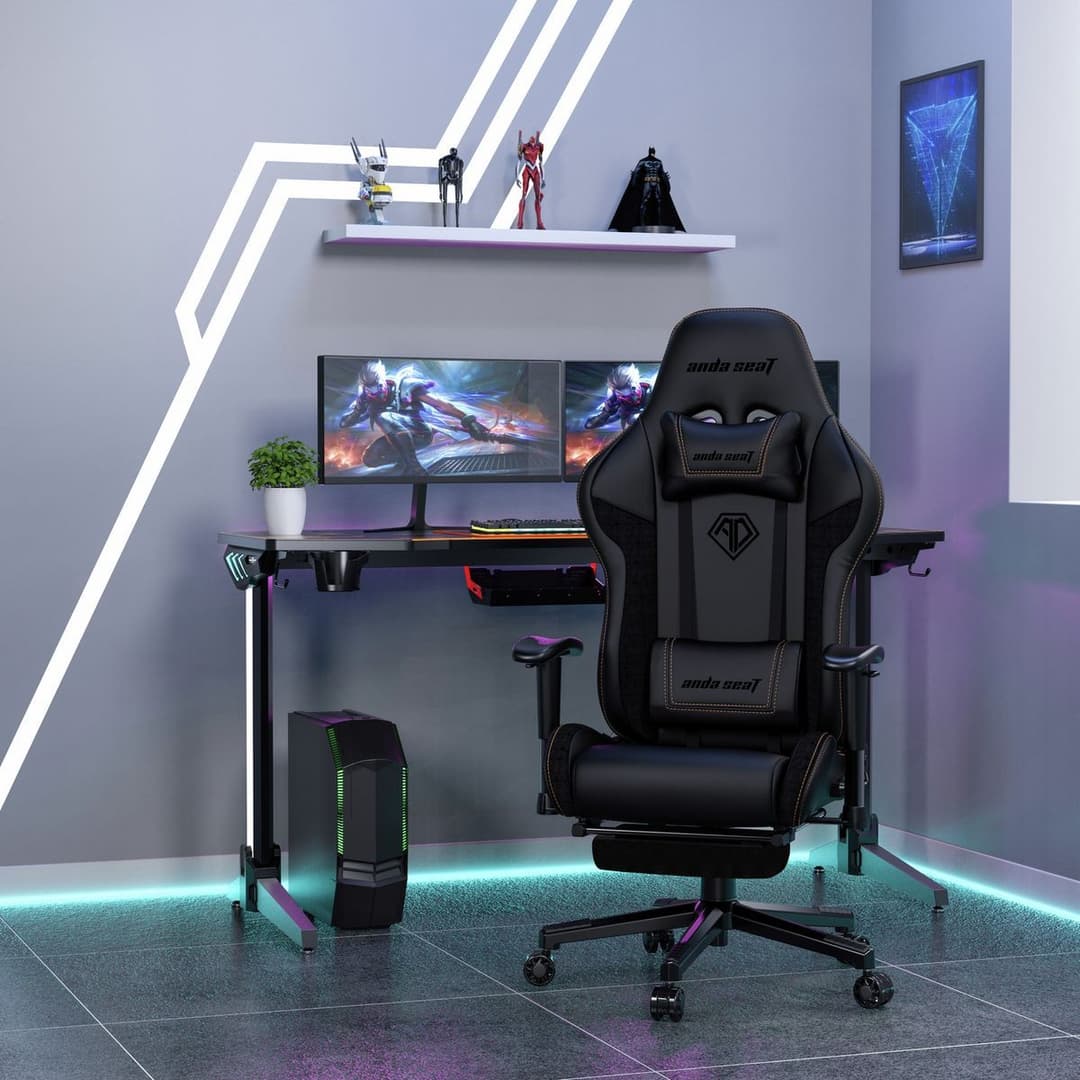 Anda seat Jungle 2 Medium Gaming Chair with Footrest - Black - Image 1