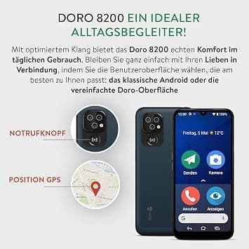 Doro 8220 4G Senior Smartphone 64GB 4GB RAM Assistance Button - Dark Blue - Image 3