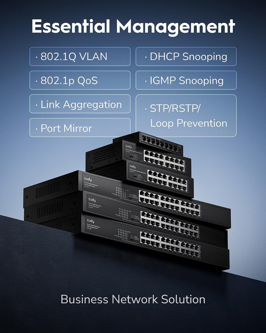 Cudy GS1024E 24 Port Gigabit Easy Managed Switch - Black - Image 2