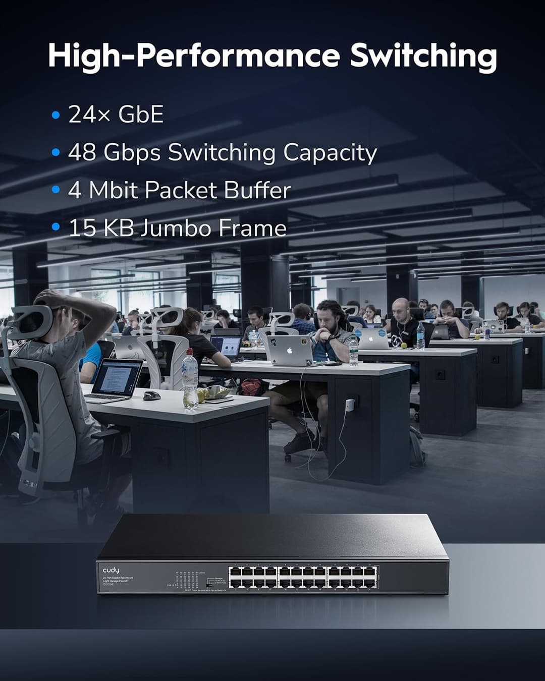 Cudy GS1024E 24 Port Gigabit Easy Managed Switch - Black - Image 7