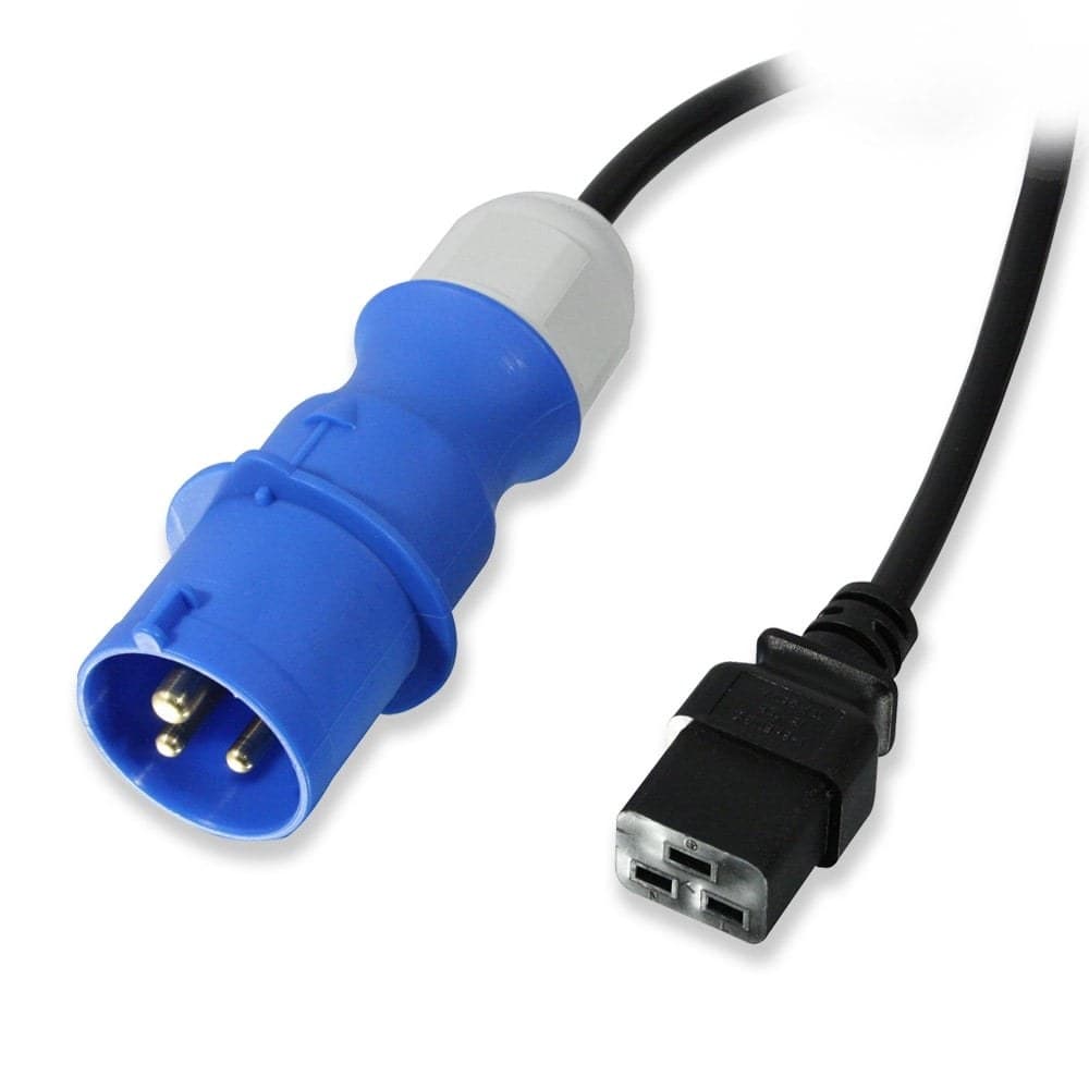 Lindy 3m IEC C19 Power Lead, 16A Commando Plug, Black - Image 1