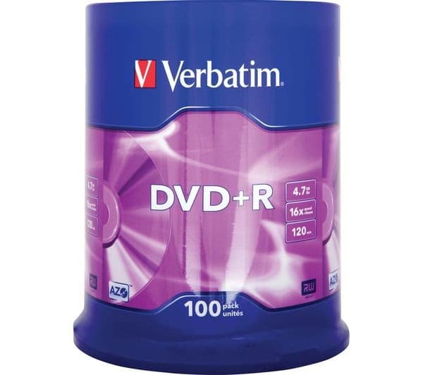 VERBATIM Azo 16x Speed DVD+R Blank DVDs - Pack of 100 - Image 1