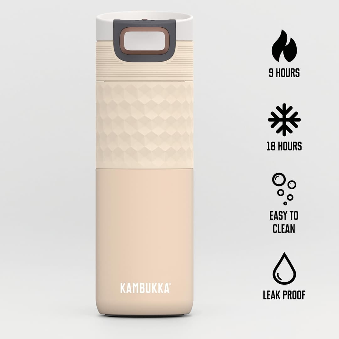 Kambukka Etna 500ml / 17oz Insulated Travel Mug In Stainless Steel - Barely Beige - Image 2