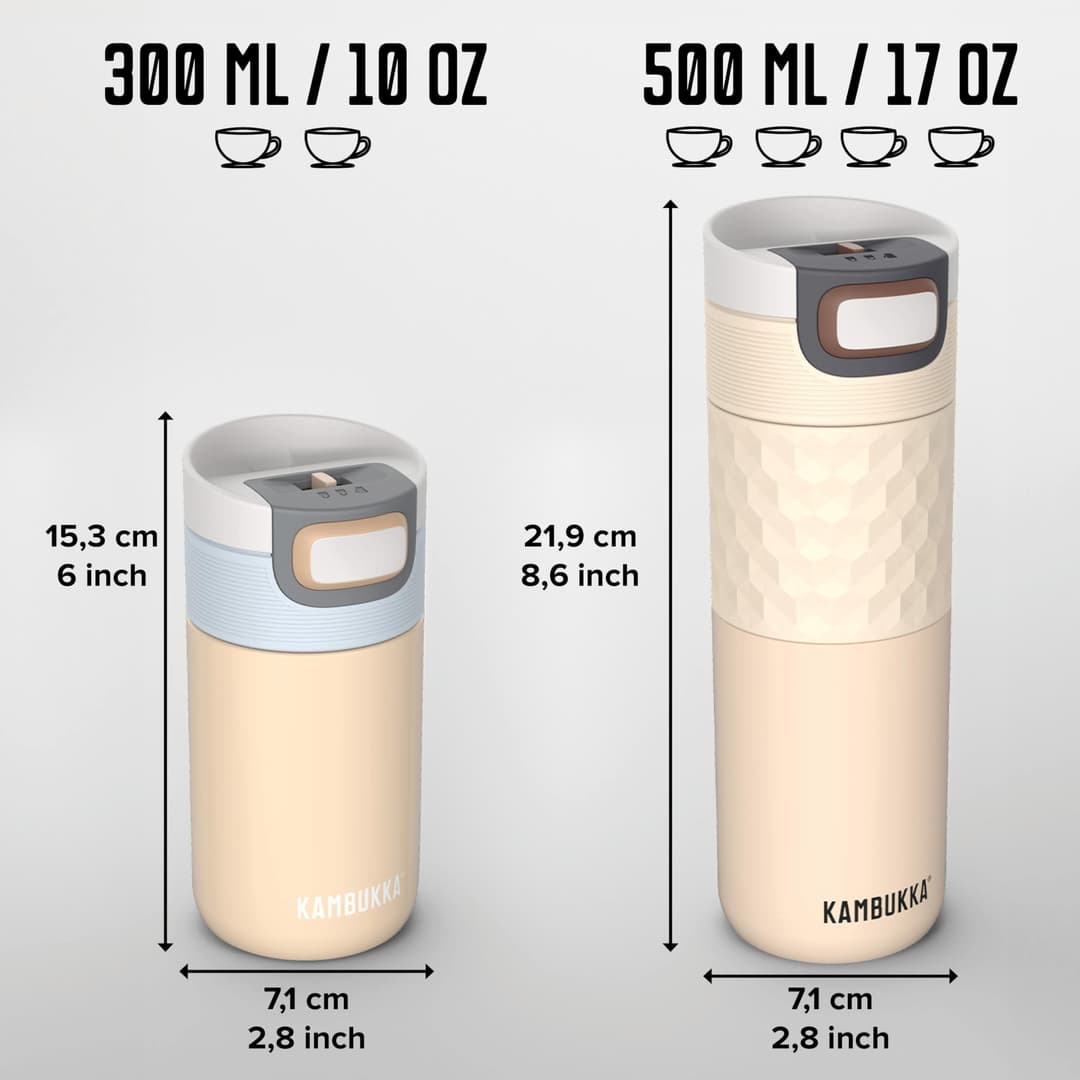 Kambukka Etna 500ml / 17oz Insulated Travel Mug In Stainless Steel - Barely Beige - Image 6