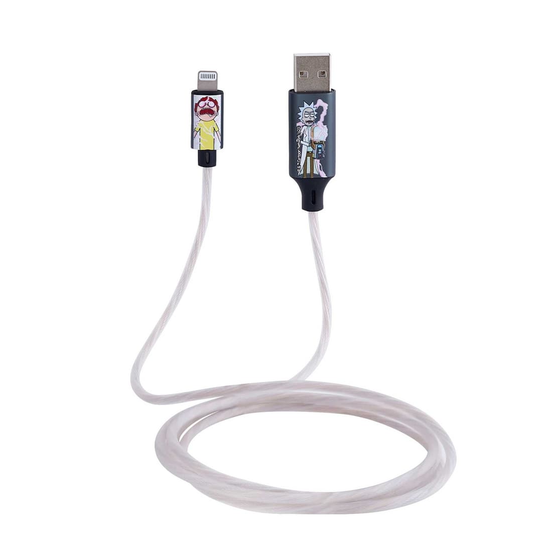 Lazerbuilt Rick and Morty Light-Up USB-A to Lightning Cable with Flowing LED Effect, 1.2m (MFi) - Image 5