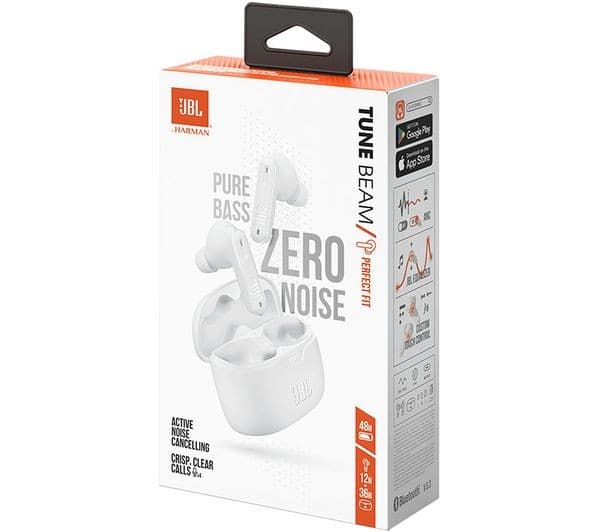 JBL Tune Beam Wireless Bluetooth Noise-Cancelling Earbuds - White - Image 9