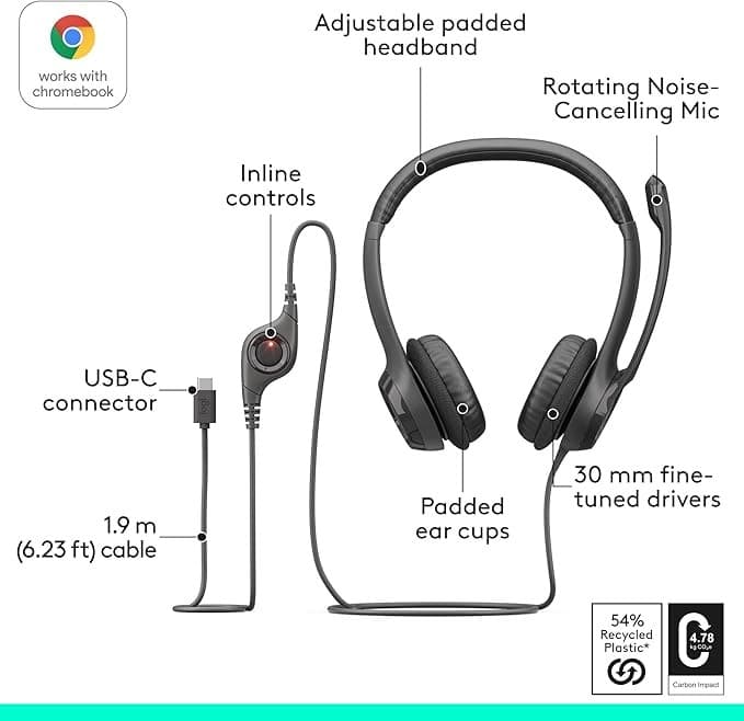 Logitech H390 Headphones Black - Image 6