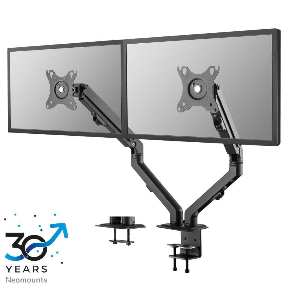 Neomounts FPMA-D650DBLACK Dual Monitor Arm Desk Mount 17-27", Coil Spring, Clamp/Grommet, VESA 75x75-100x100, Max 7 kg per Screen, Black