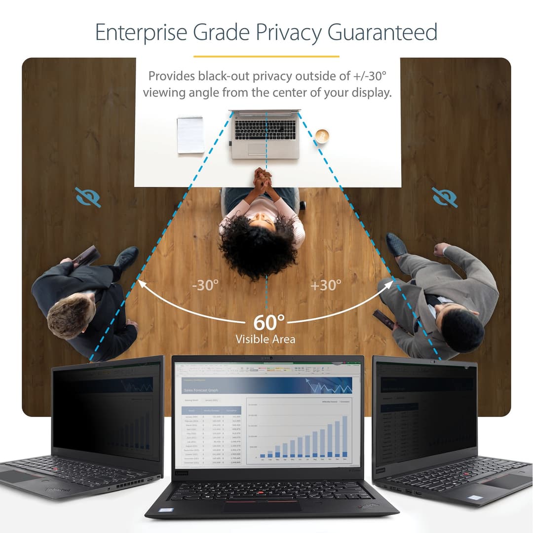 StarTech.com 15.6-inch 16:9 Laptop Privacy Filter, Anti-Glare Privacy Screen w/51% Blue Light Reduction, Notebook Screen Protector w/ +/- 30 Degrees Viewing Angle, Matte/Glossy - Image 2