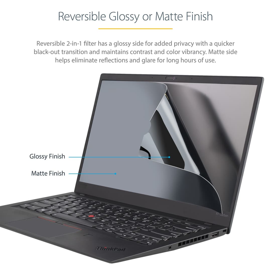 StarTech.com 15.6-inch 16:9 Laptop Privacy Filter, Anti-Glare Privacy Screen w/51% Blue Light Reduction, Notebook Screen Protector w/ +/- 30 Degrees Viewing Angle, Matte/Glossy - Image 3