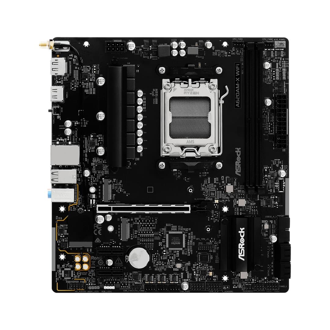 Asrock A620AM-X WIFI AMD A620A DDR5 Micro-ATX Socket AM5 Motherboard - Image 2