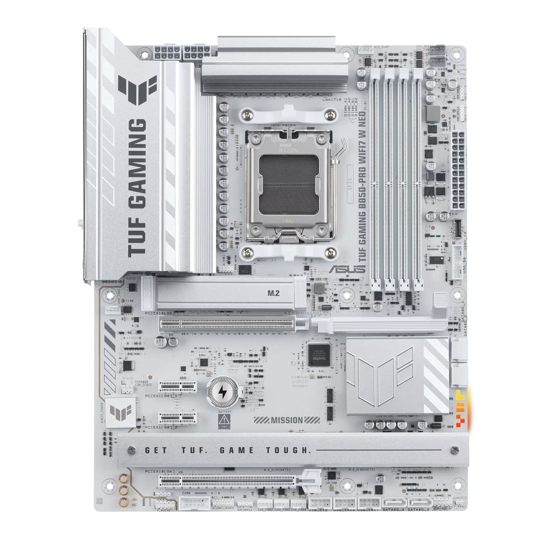ASUS TUF GAMING B850-PRO WIFI7 W NEO DDR5 ATX Socket AM5 Motherboard - White - Image 2