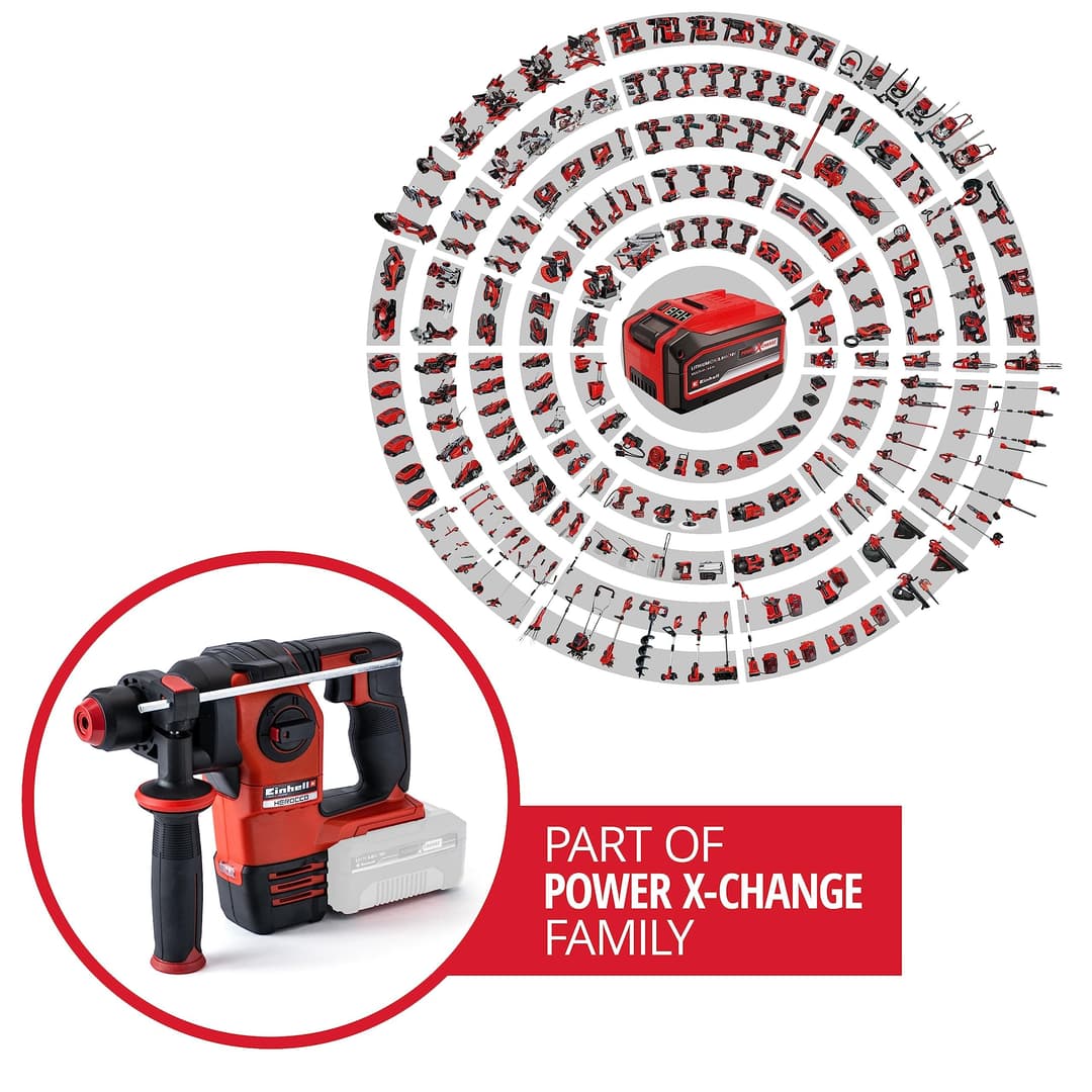 Einhell Cordless Rotary Hammer Drill 18V PXC Without Battery - Black/Red - Image 2