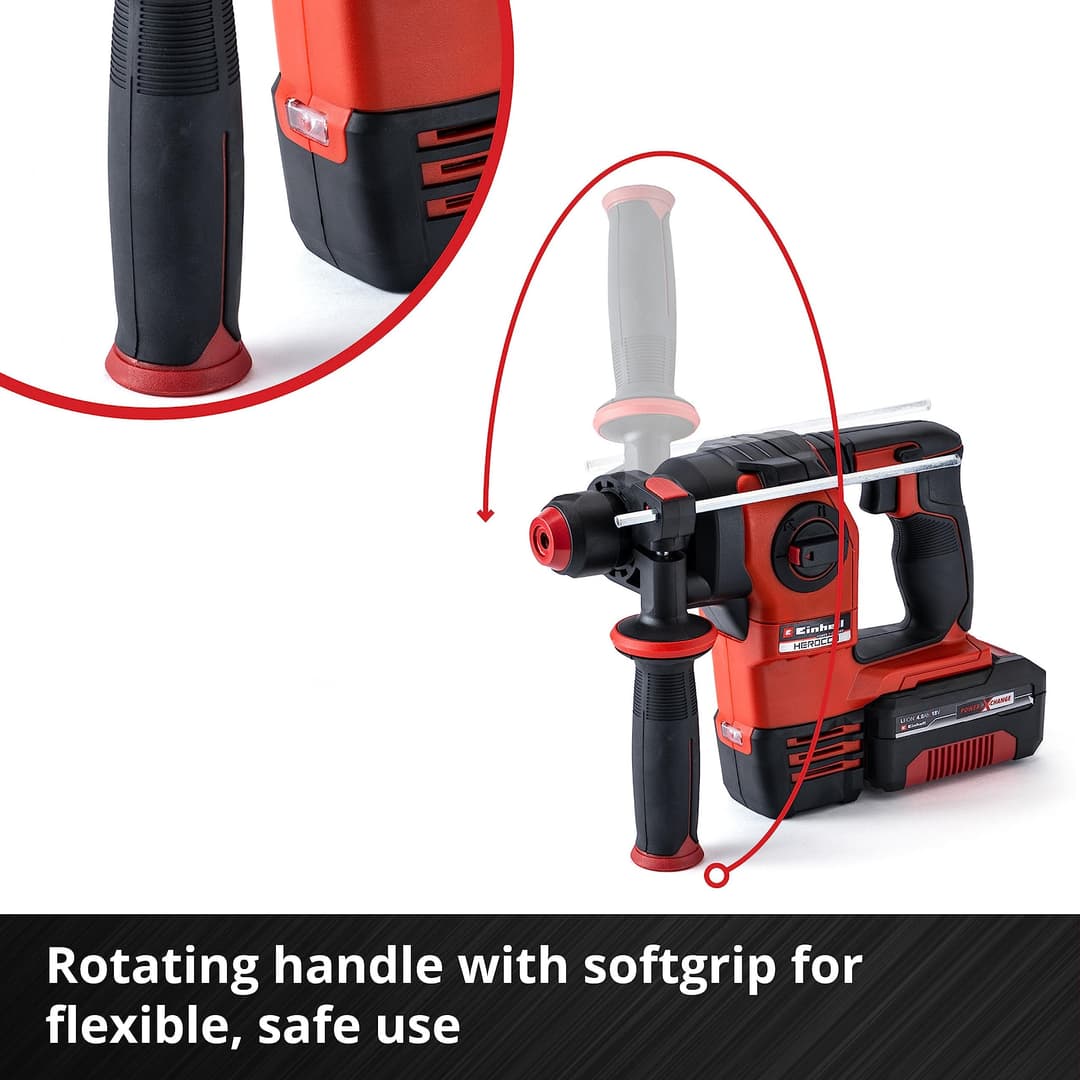 Einhell Cordless Rotary Hammer Drill 18V PXC Without Battery - Black/Red - Image 8