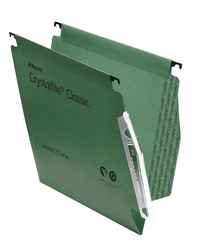 Rexel Crystalfile Classic `275` Lateral File 15mm Green (50) - Image 1
