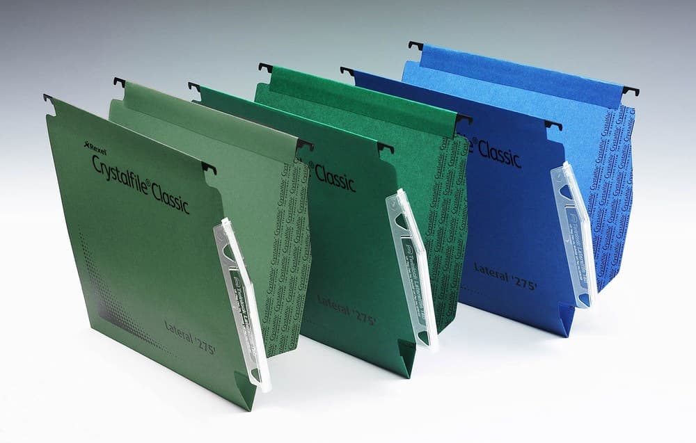 Rexel Crystalfile Classic `275` Lateral File 15mm Green (50) - Image 2