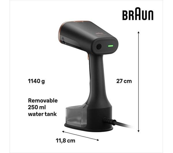 BRAUN Quickstyle 7 GS7077 Clothes Steamer - Black & Gold - Image 2