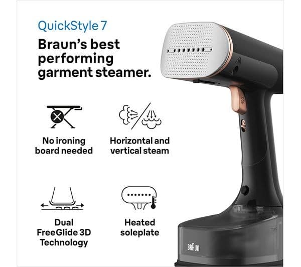 BRAUN Quickstyle 7 GS7077 Clothes Steamer - Black & Gold - Image 7