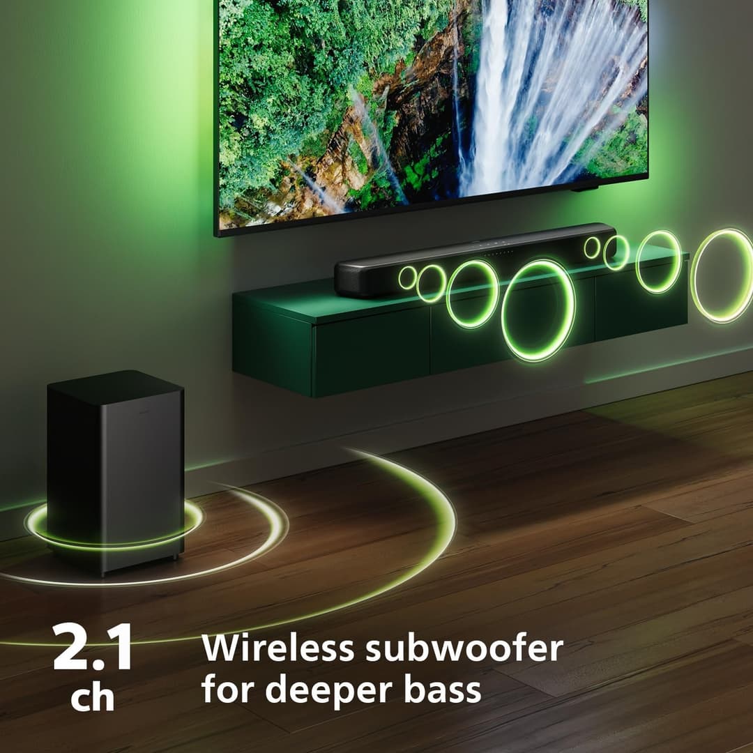 PHILIPS TAB5309 2.1 Channel Soundbar with Wireless Subwoofer - Black - Image 5