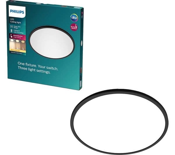 PHILIPS Superslim LED Ceiling Light - Black - Image 1