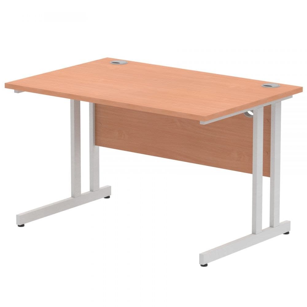 Dynamic Impulse 1200 x 800mm Straight Desk Beech Top Silver Cantilever Leg