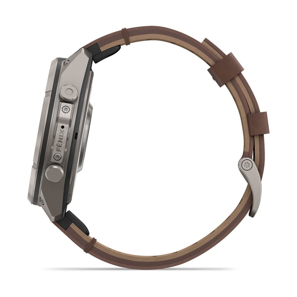 GARMIN fēnix 9 Pro inReach 47mm AMOLED GPS Smartwatch Titanium Sapphire LTE Satellite 64GB - Walnut Leather - Image 5